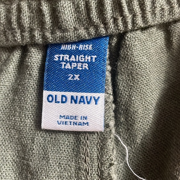 Old Navy Army Olive Green Plus Size 2x High Rise Straight Taper 55 Linen Viscose - Picture 7 of 10